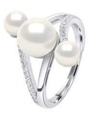 Pearl Addict Srebrny pierścionek z perłami rozmiar: onesize. Białe pierścionki Pearl Addict, z cyrkonią, srebrne. Za 303.78 zł.