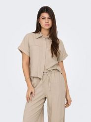 ONLY Bluzka w kolorze beżowym rozmiar: XL. Brązowe bluzki Only, xl, bez wzorów, bez kołnierzyka, bez ramiączek. Za 57.06 zł.
