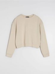 Bluza basic - kremowy. Białe bluzy Sinsay, l, bez wzorów, z dzianiny, bez kaptura. Za 45.99 zł.