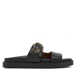 Klapki Tommy Hilfiger. Czarne klapki TOMMY HILFIGER, bez wzorów, bez obcasa. Za 469.99 zł.