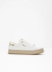 Sneakersy Tamaris z podeszwą w optyce plecionki. Białe obuwie sportowe bonprix, bez zapięcia. Za 269.99 zł.