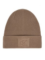 Calvin Klein Czapka Embroidered Rib Cotton Beanie LV04F8097G Beżowy. Brązowe czapki Calvin Klein, bez wzorów, z bawełny. Za 169.99 zł.