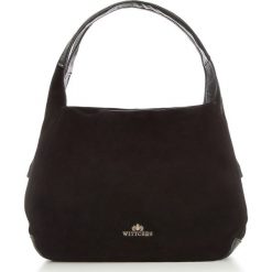 Torebka damska. Czarne shopper Wittchen, z aplikacjami, ze skóry, zamszowe, bez dodatków. W wyprzedaży za 339.90 zł.