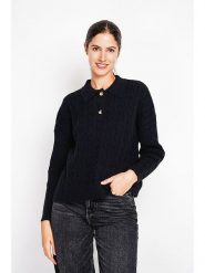 ASSUILI Sweter w kolorze czarnym rozmiar: 34. Czarne swetry Assuili, bez wzorów, ze splotem, bez ramiączek. Za 113.99 zł.