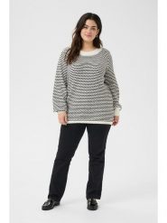 KAFFE curve Sweter w kolorze biało-czarnym rozmiar: M. Białe swetry KAFFE curve, m, bez wzorów, bez ramiączek. Za 86.99 zł.