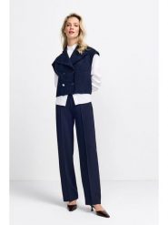 Rich & Royal Spodnie w kolorze granatowym rozmiar: 40. Niebieskie spodnie materiałowe Rich & Royal, na co dzień, bez wzorów, z materiału, z podwyższonym stanem. Za 208.99 zł.