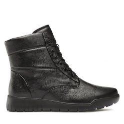 Botki Caprice. Czarne botki Caprice, bez wzorów, bez obcasa, na płaskiej podeszwie, bez zapięcia. Za 499.99 zł.