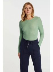 Rich & Royal Koszulka w kolorze zielonym rozmiar: S. Zielone bluzki Rich & Royal, s, bez wzorów, prążkowane, bez kołnierzyka, bez ramiączek. Za 105.63 zł.