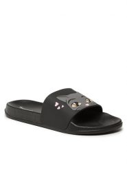 Bassano Klapki P2010550 Czarny. Czarne klapki Bassano, bez wzorów, z syntetyku, bez obcasa. Za 49.99 zł.