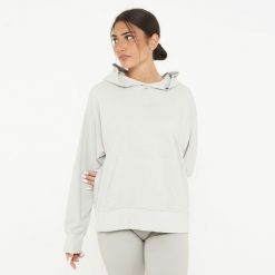 Unisex bluza z kapturem F BOXY jasnoszara. Szare bluzy LEGEA, l, bez wzorów, z bawełny, z kapturem. Za 96.00 zł.