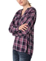 Timezone Bluzka w kolorze granatowo-różowo-białym rozmiar: L. Białe bluzki Timezone, l, bez wzorów, z wiskozy, bez kołnierzyka, bez ramiączek. Za 104.45 zł.