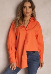 Pomarańczowa Koszula Bawełniana Aquida. Brązowe koszule Renee, l, bez wzorów, z bawełny, bez kołnierzyka, bez ramiączek. Za 89.99 zł.