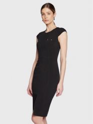 Elisabetta Franchi Sukienka koktajlowa AB-361-31E2-V390 Czarny Slim Fit. Czarne sukienki Elisabetta Franchi, bez wzorów, z syntetyku, wizytowe, bez kołnierzyka, bez ramiączek. Za 1,559.00 zł.