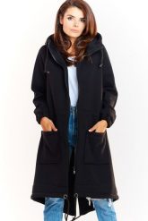 Ciepła długa bluza damska jak parka bawełna premium czarna. Czarne bluzy Infinite You, l, z bawełny, eleganckie, z kapturem. Za 319.00 zł.