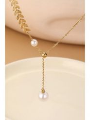 Atelier MIU Pozłacany naszyjnik z elementami ozdobnymi - dł. 50 cm rozmiar: onesize. Białe naszyjniki Atelier MIU, z perłą, pozłacane. Za 39.99 zł.