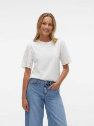 Vero Moda Koszulka w kolorze białym rozmiar: XS. Białe bluzki Vero Moda, xs, bez wzorów, z bawełny, bez kołnierzyka, bez ramiączek. Za 21.92 zł.