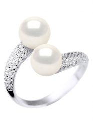 ATELIERS SAINT GERMAIN Srebrny pierścionek z perłami i cyrkoniami rozmiar: onesize. Białe pierścionki ATELIERS SAINT GERMAIN, z cyrkonią, srebrne. Za 587.99 zł.