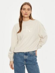 Calvin Klein Jeans Bluza Glossy Monologo J20J224724 Beżowy Regular Fit. Brązowe bluzy Calvin Klein Jeans, xl, bez wzorów, z bawełny, bez kaptura. Za 239.99 zł.