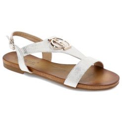 Białe Sandały S.Barski Eleganckie Obuwie Damskie. Białe sandały S.BARSKI, bez wzorów, eleganckie, bez obcasa, na płaskiej podeszwie, bez zapięcia. Za 99.99 zł.