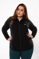 Bluza fitness damska Rough Radical Universal Hoodie Plus size. Czarne bluzy ROUGH RADICAL, plus size, bez wzorów, z dzianiny, z kapturem. Za 179.90 zł.