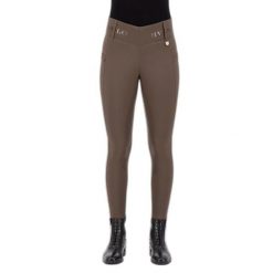 Damskie legginsy jeździeckie z pełną przyczepnością HV Polo Favourite Midwaist. Brązowe legginsy HV POLO, bez wzorów, z elastanu, z podwyższonym stanem. Za 408.00 zł.