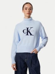 Calvin Klein Jeans Golf LV047H329G Niebieski jasny Regular Fit. Niebieskie golfy Calvin Klein Jeans, l, bez wzorów, z bawełny, bez ramiączek. Za 449.99 zł.