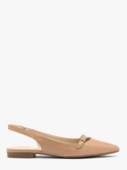 Beżowe baleriny slingback. Brązowe baleriny Ryłko, bez wzorów, z gumy, bez obcasa, na płaskiej podeszwie. Za 329.99 zł.