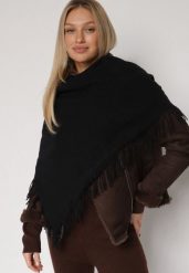 Czarny Trójkątny Szalik z Wiskozy i Bawełny z Frędzlami Vetirala. Czarne szaliki Born2be, bez wzorów, z bawełny, biznesowe. Za 44.99 zł.