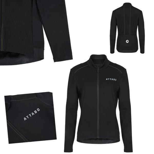 Bluza rowerowa damska ATTABO FLEERO REF ocieplana. Czarne bluzy ATTABO, na jesień, l, bez wzorów, z dzianiny, bez kaptura. Za 169.99 zł.