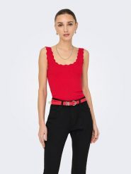 JDY Top w kolorze czerwonym rozmiar: XL. Czerwone topy JDY, xl, bez wzorów, z koronki, bez kołnierzyka, bez ramiączek. Za 65.85 zł.