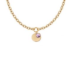 Naszyjnik No.1 z medalikiem i kryształem. Fioletowe naszyjniki Lilou, pozłacane. Za 472.00 zł.