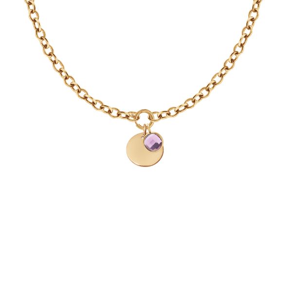 Naszyjnik No.1 z medalikiem i kryształem. Fioletowe naszyjniki Lilou, pozłacane. Za 462.00 zł.