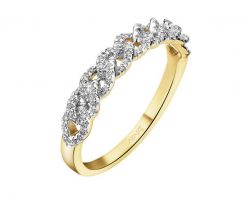 Pierścionek z żółtego złota z diamentami - 0,19 ct - próba 585. Żółte pierścionki Apart, z diamentem, złote. Za 3,690.00 zł.