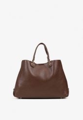 Brązowa Dwukomorowa Torebka Typu Shopper Ozdobiona Metalicznymi Aplikacjami Adorrive. Brązowe shopper Born2be, z aplikacjami, z jeansu, bez dodatków. Za 169.99 zł.