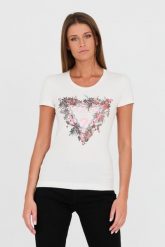 GUESS Biały damski t-shirt bawełniany z logo, Rozmiar XS. Białe t-shirty Guess, s, z aplikacjami, z bawełny, bez kołnierzyka, bez ramiączek. W wyprzedaży za 169.99 zł.