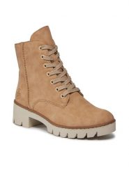 Rieker Botki X5702-60 Brązowy. Brązowe botki Rieker, bez wzorów, ze skóry, bez obcasa, na słupku, bez zapięcia. Za 349.99 zł.