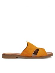 Lasocki Klapki WI23-FOXI-57 Żółty. Żółte klapki Lasocki, bez wzorów, ze skóry, bez obcasa. Za 149.99 zł.