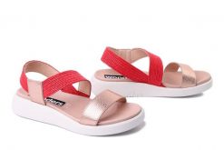 WONDERS C-6553 rame, sandały damskie. Czerwone sandały Wonders, bez wzorów, bez obcasa, bez zapięcia. Za 529.90 zł.