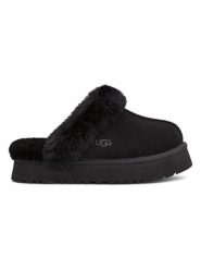 UGG Skórzane kapcie "Disquette" w kolorze czarnym rozmiar: 38. Czarne obuwie domowe UGG, bez wzorów, ze skóry, bez zapięcia. Za 442.95 zł.