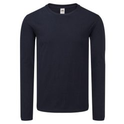 Kultowa Koszulka Z Długim Rękawem Unisex Dla Dorosłych. Niebieskie bluzki FRUIT OF THE LOOM, l, bez wzorów, sportowe, bez kołnierzyka, bez ramiączek. Za 53.99 zł.