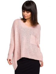 Be Wear Sweter w kolorze jasnoróżowym rozmiar: onesize. Różowe swetry Be Wear, bez wzorów, z wełny, bez ramiączek. Za 146.95 zł.