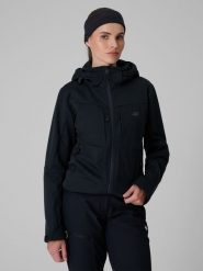 4F Kurtka softshell wiatroodporna membrana 8000 damska - czarna XS. Czarne kurtki sportowe 4f, s, bez wzorów, z softshellu, bez kaptura, trekkingowe. Za 499.99 zł.