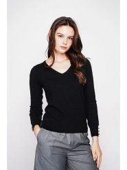 C& Jo Sweter w kolorze czarnym rozmiar: 42. Czarne swetry C& Jo, bez wzorów, ze splotem, bez ramiączek. Za 126.75 zł.