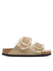 Birkenstock Klapki Arizona Big Buckle Shearling 1030384 Brązowy. Brązowe klapki Birkenstock, bez wzorów, ze skóry, bez obcasa. Za 689.99 zł.