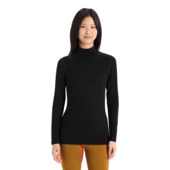 Koszulka z długim rękawem Damska Icebreaker 260 Tech LS Turtleneck. Czarne bluzki Icebreaker, xs, bez wzorów, z wełny, sportowe, bez kołnierzyka, bez ramiączek. Za 510.45 zł.