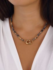 Luja Bijoux Pozłacany naszyjnik z kryształami i elementem ozdobnym rozmiar: onesize. Żółte naszyjniki Luja Bijoux, z kryształem, metalowe. Za 83.45 zł.