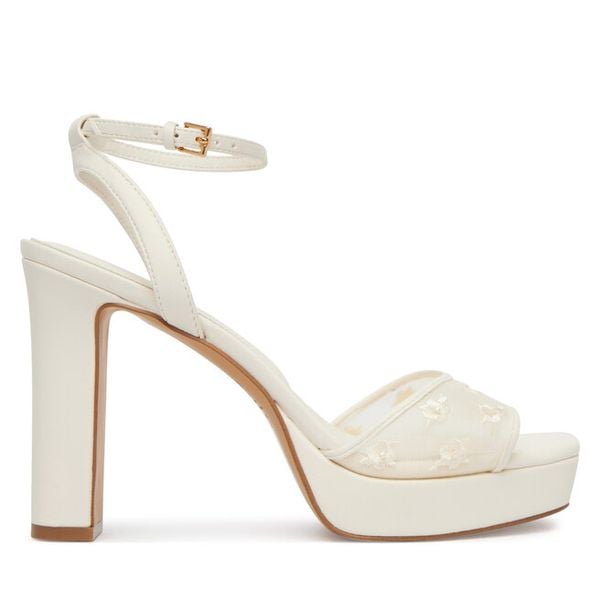 Sandały Aldo. Białe sandały Aldo, bez wzorów, bez obcasa, na słupku, bez zapięcia. Za 419.99 zł.