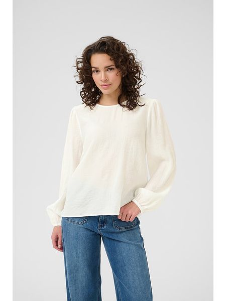 Kaffe Bluzka w kolorze kremowym rozmiar: 38. Brązowe bluzki Kaffe, bez wzorów, bez kołnierzyka, bez ramiączek. Za 117.73 zł.