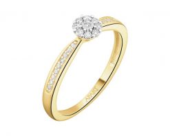 Pierścionek z żółtego i białego złota z diamentami - 0,13 ct - próba 585. Białe pierścionki Apart, z diamentem, złote. Za 3,090.00 zł.
