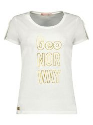 Geographical Norway Koszulka "Joloua" w kolorze białym rozmiar: L. Białe bluzki Geographical Norway, l, bez wzorów, bez kołnierzyka, bez ramiączek. Za 39.58 zł.